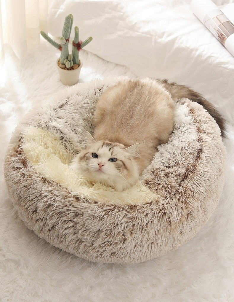 Round Plush Warm Dog Cat Bed House