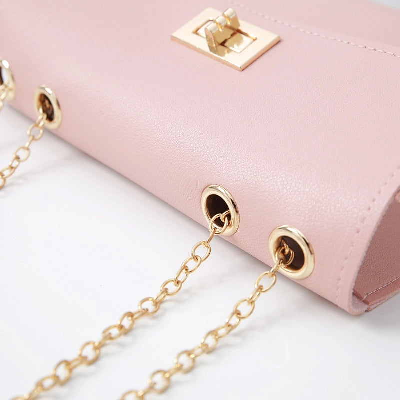 Summer Fashion Texture Simple Chain Small Square Phone Coin Purse Bag