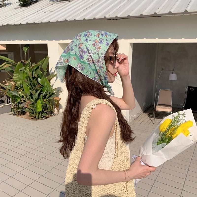Women's Sweet Pastoral Flower Polyester Printing Bandanas