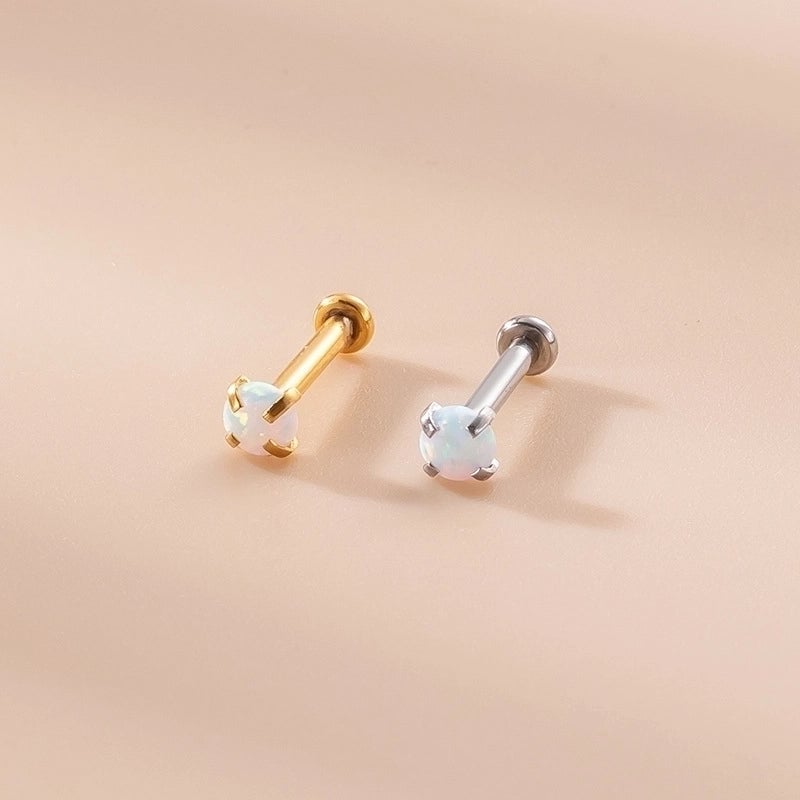 1 Piece Lip Rings Fashion Geometric 316L Stainless Steel  Inlay Artificial Gemstones