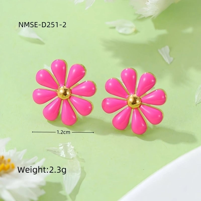 1 Pair Pastoral Daisy 304 Stainless Steel Ear Studs