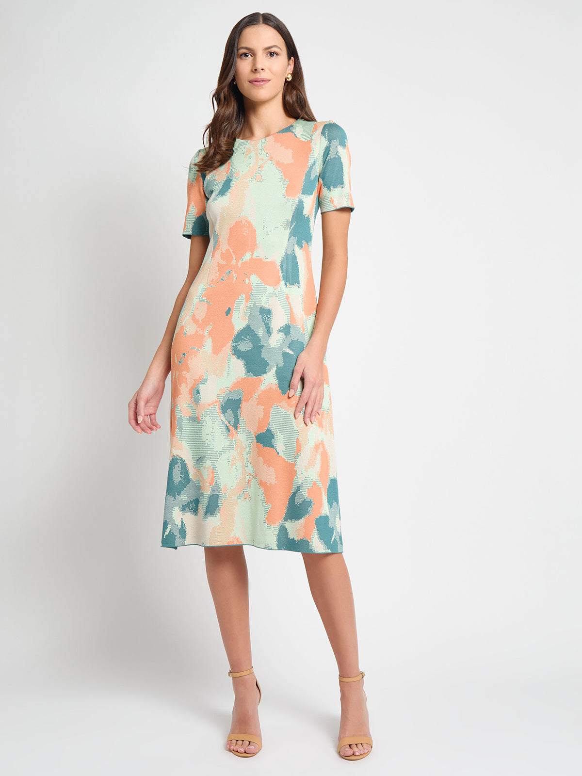 Floral A-Line Soft Knit Midi Dress - True Fit