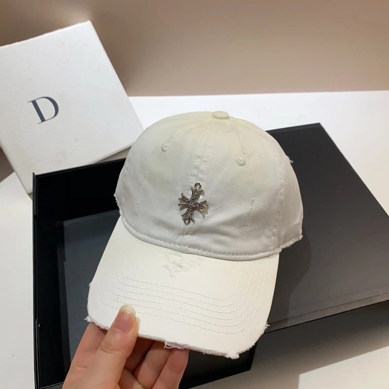 Women's Retro Streetwear Cross Rhinestone Curved Eaves Baseball Cap