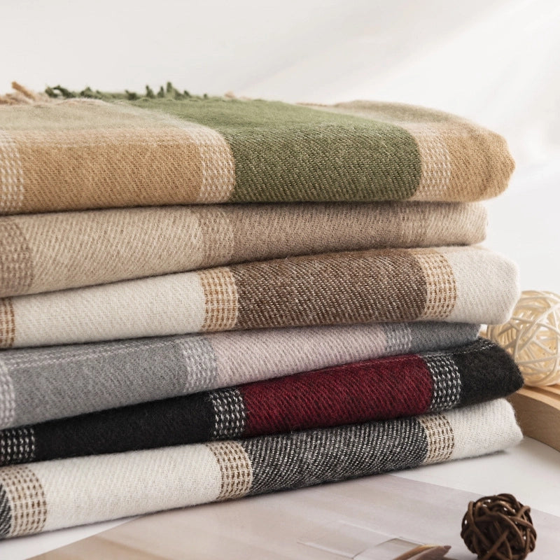 Unisex Casual Lattice Imitation Cashmere Scarf