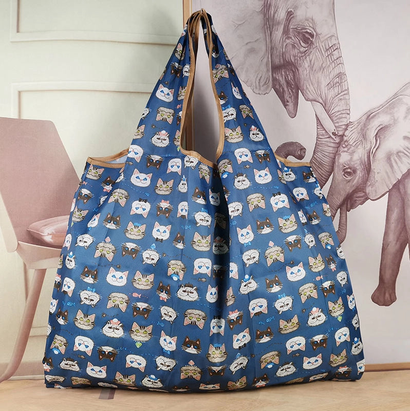 Printed Environmental Bag Large 210T Supermarket Folding Shopping Bag Thickened Tote Bag Shopping Bag