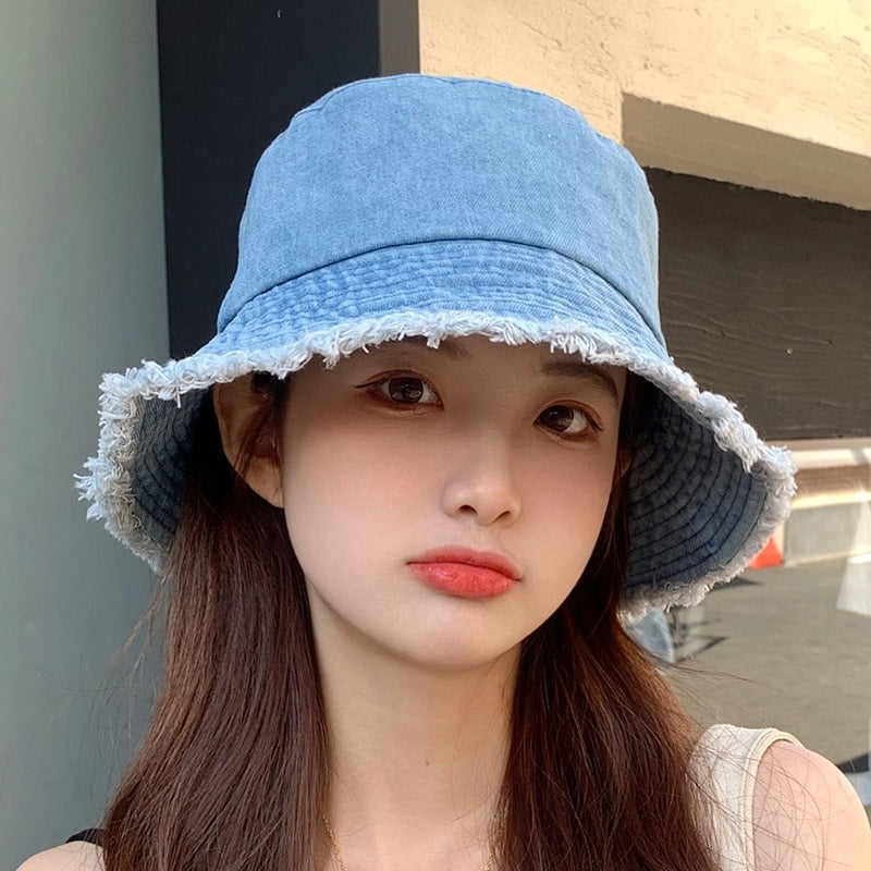 Basin Hat Cowboy Hat Female Fisherman Hat Sun Protection Hat Korean Fashion Sun Hat Cover Face Fashion Brand Face Look Small