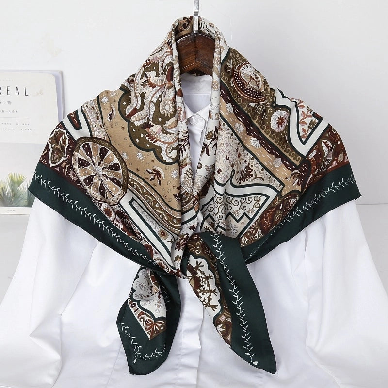 Women's Casual Printing Satin Polyester Silk Scarf