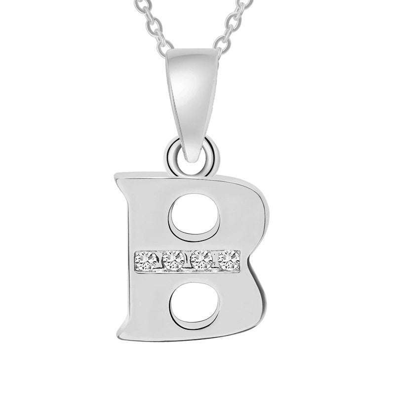 Minimalist Letter Copper Plating Inlay Zircon Pendant Necklace