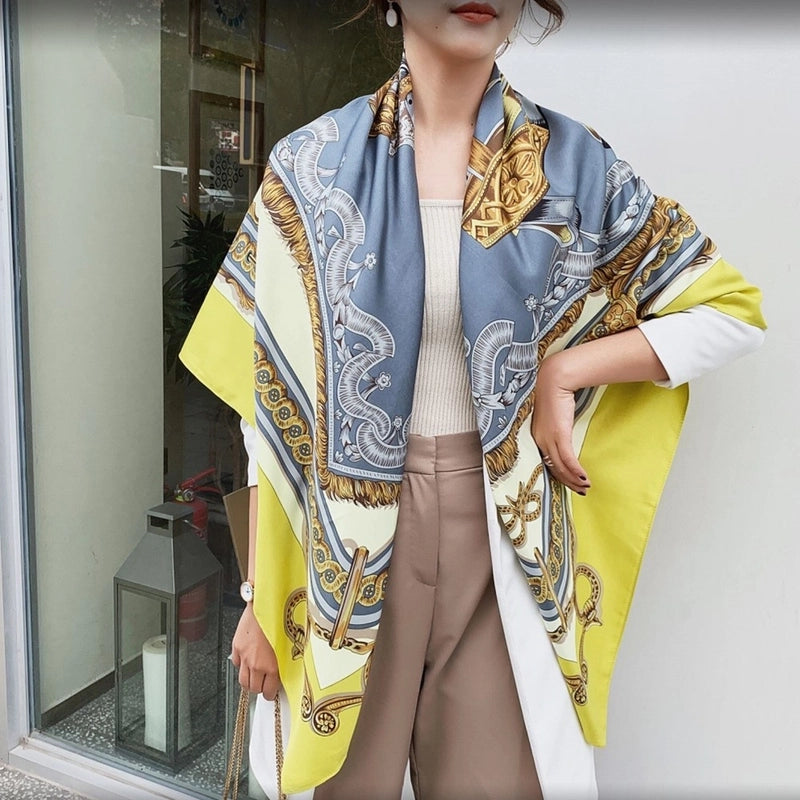 Women's Elegant Minimalist Plant Polyester Silk Scarf