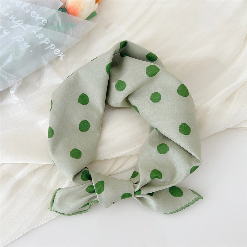 Women's Elegant Sweet Ditsy Floral Polka Dots Heart Shape Polyester Silk Scarf