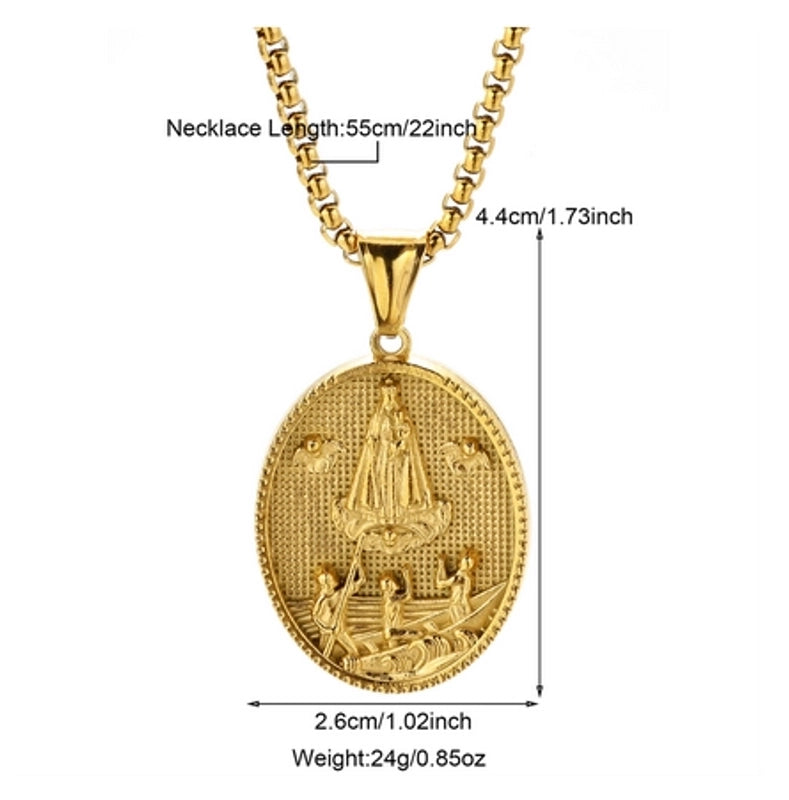 Modern Style Classic Style Portrait Cross Solid Color 304 Stainless Steel 18K Gold Plated Round Pendant Necklace