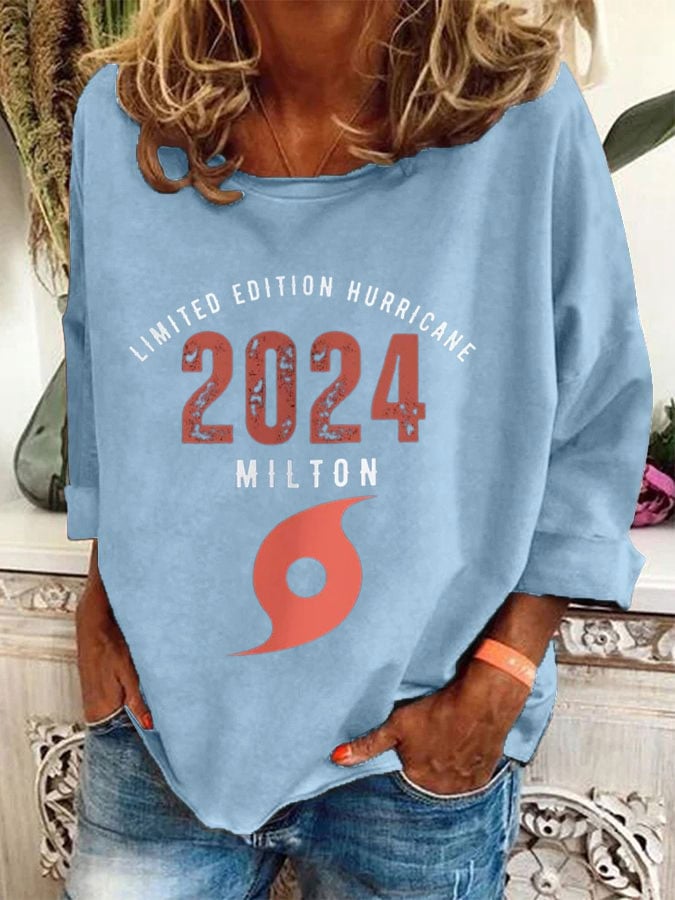 Women's Hurricane Milton Survivors Print Casual Sweatshirt