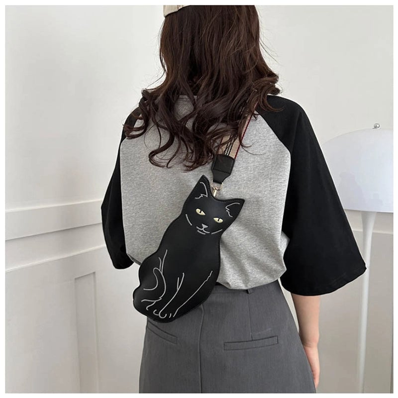 Women's Small All Seasons Pu Leather Cat Streetwear Square Zipper Shoulder Bag