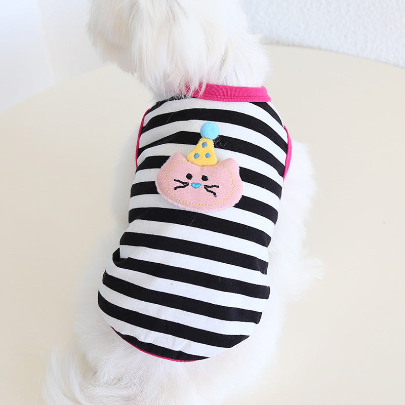 Striped Cute Animal Decor Dog Cat Vest