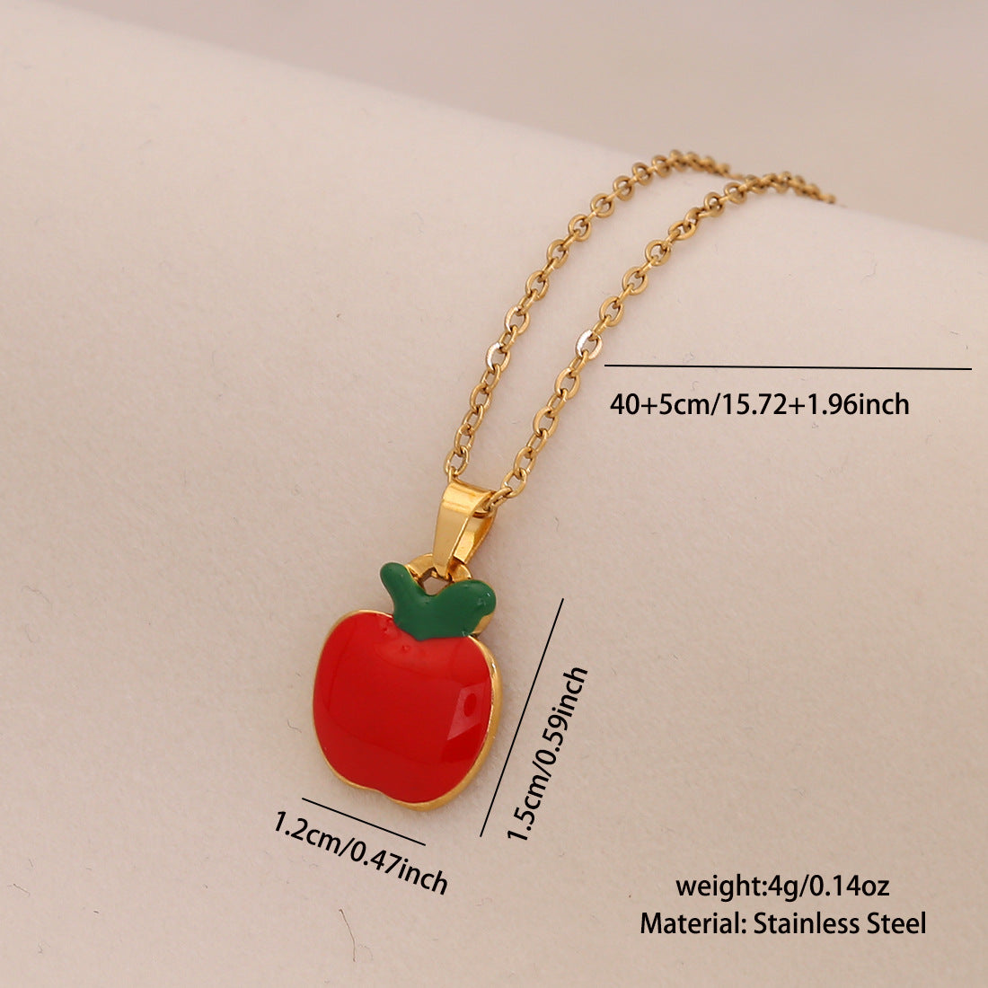Fruit Series Cherry Strawberry Pendant Necklace Titanium Steel Banana Apple N1570