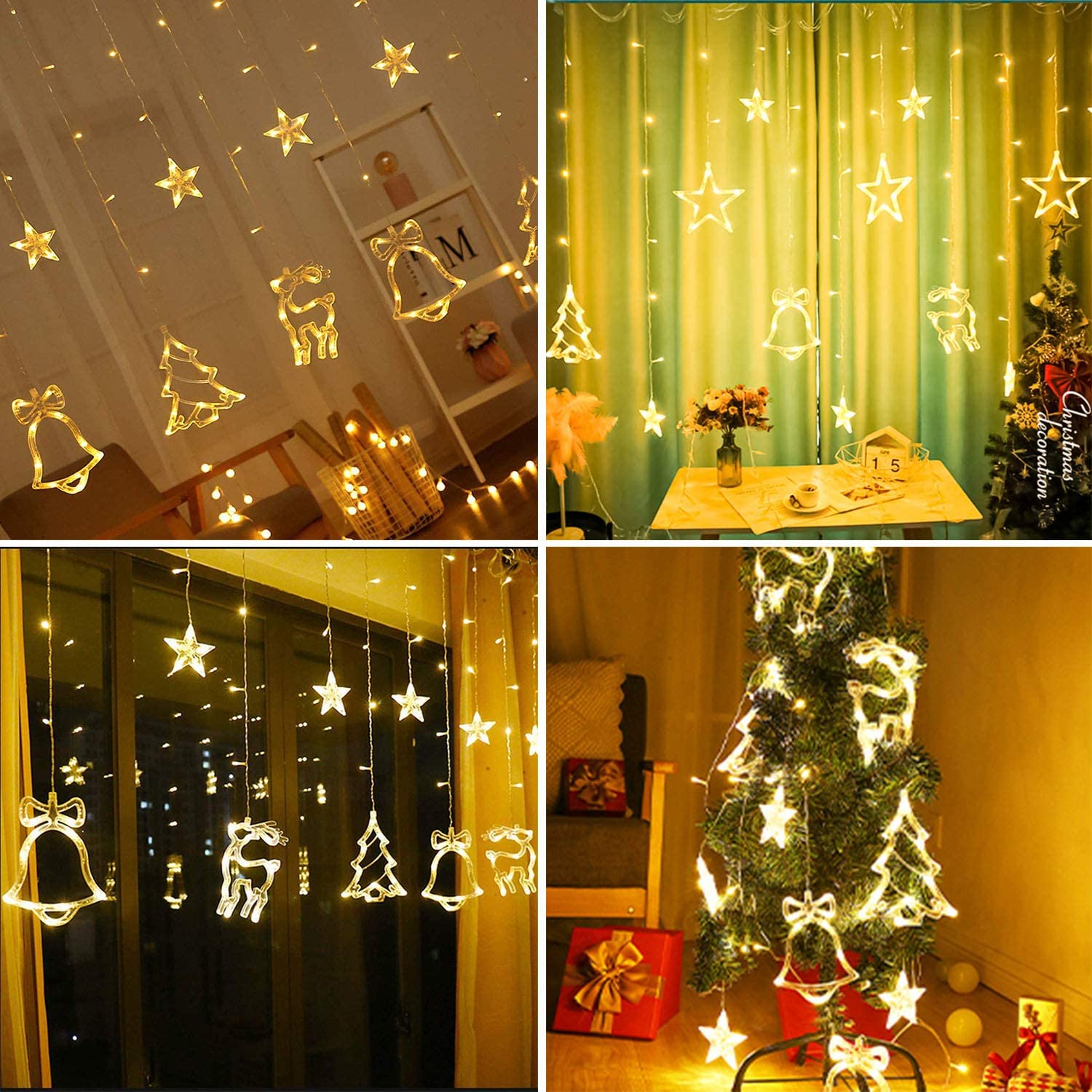 Christmas Window Curtain String Lights. 138 LED Star Lights Indoor Christmas Decorations Lights with 8 Lighting Modes Waterproof Twinkle Fairy Lights for Bedroom. Christmas Decorations