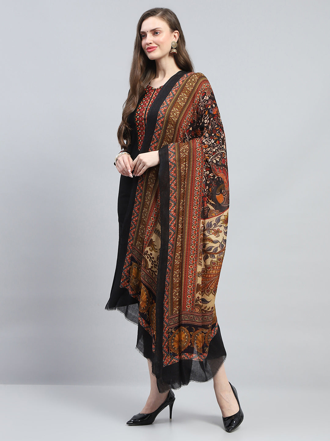 Women Multicolor Self Design Reversible Shawl