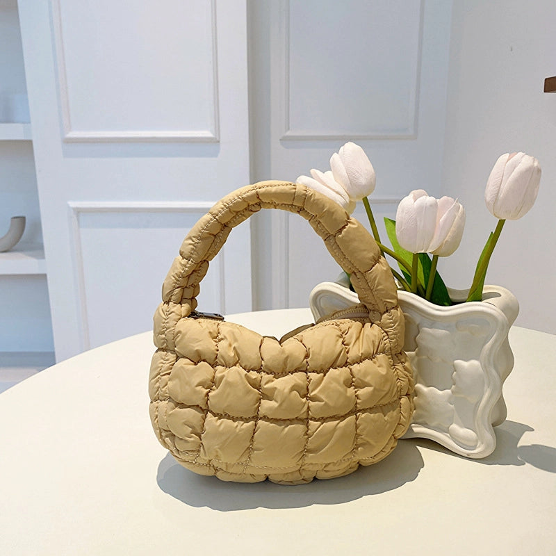 Autumn And Winter Mini Cloud Handbag Korean Style New Down Cotton-padded Underarm Bag Bubble Elastic Handbag