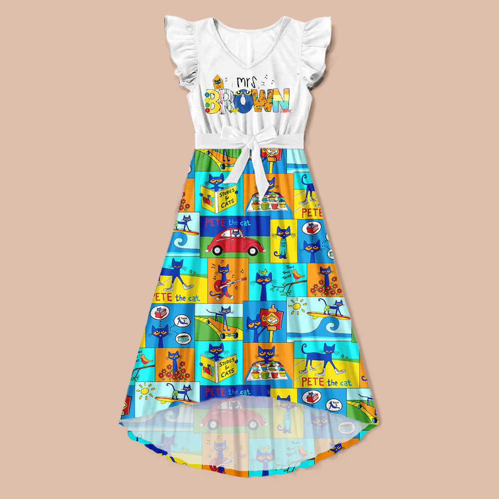 Personalized Name Smile Cat Teacher One Piece Dress