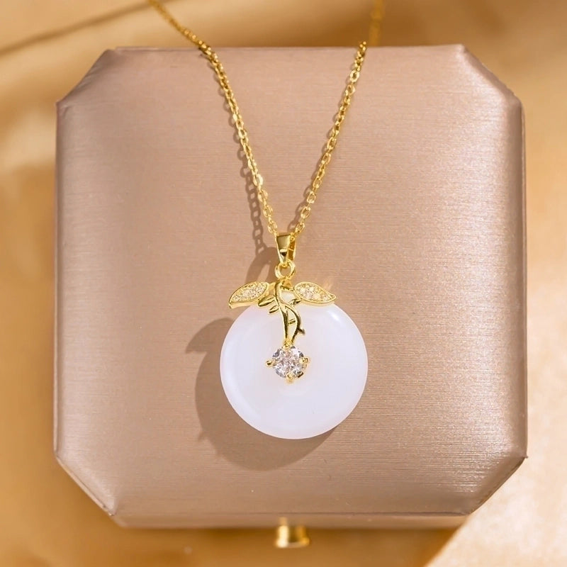 Elegant Lady Streetwear Geometric Flower Butterfly 304 Stainless Steel Acrylic Zircon 18K Gold Plated Inlay Pendant Necklace
