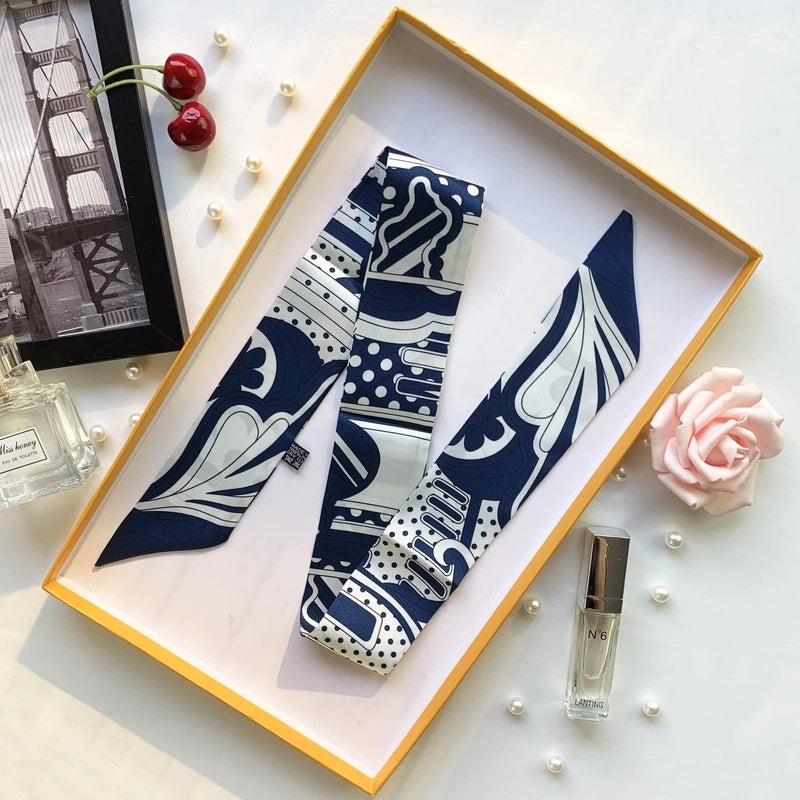Women's Minimalist Flower Satin Printing Silk Scarf