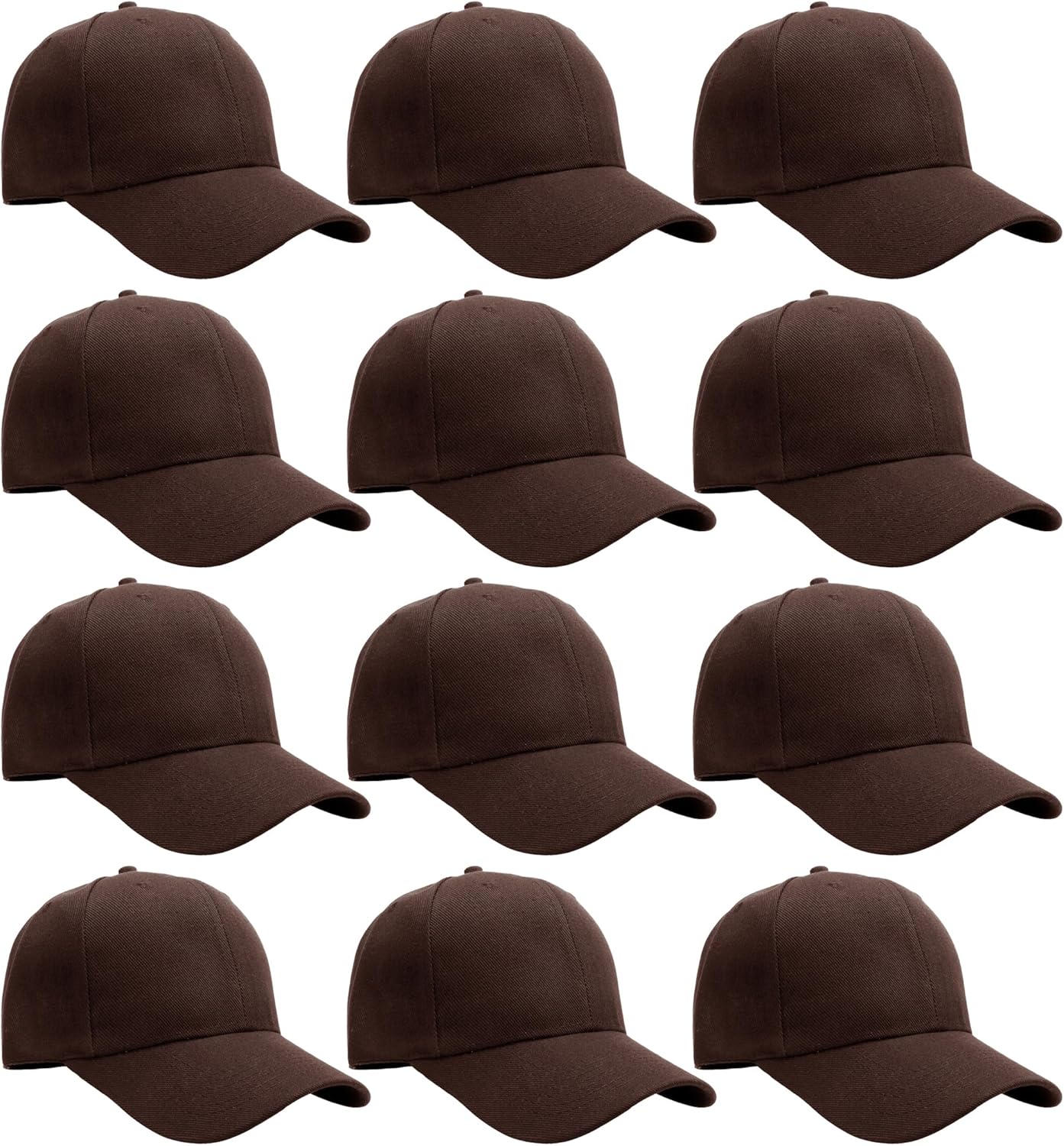 Falari Wholesale Bulk Lot 12-Pack Baseball Cap Adjustable Size Plain Blank Solid Color