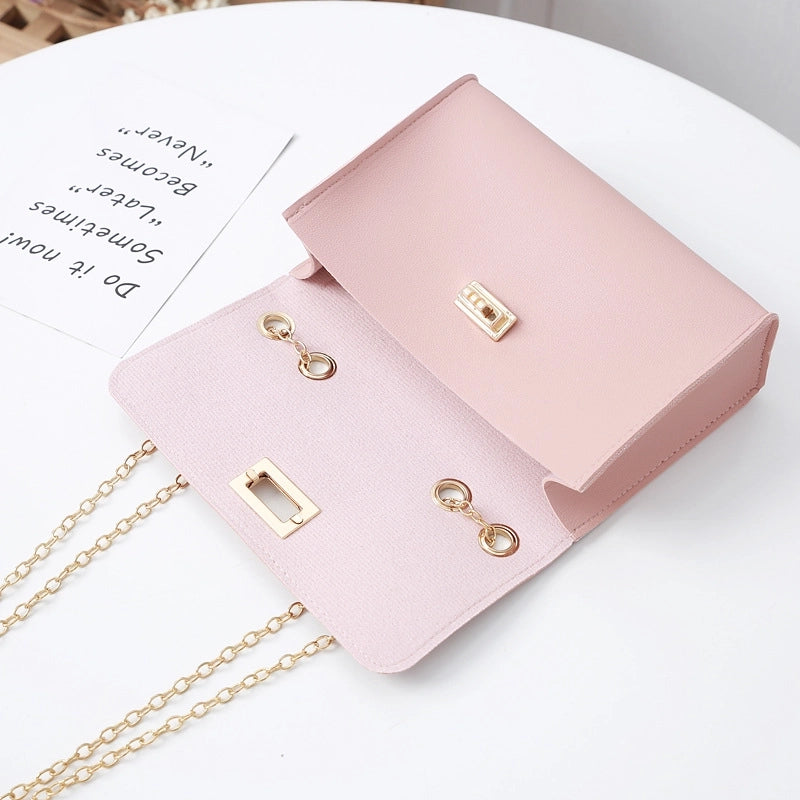 Summer Fashion Texture Simple Chain Small Square Phone Coin Purse Bag