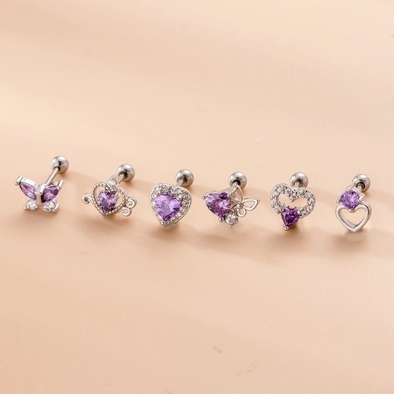1 Piece Ear Cartilage Rings & Studs Fashion Heart Shape Butterfly Copper Plating Zircon