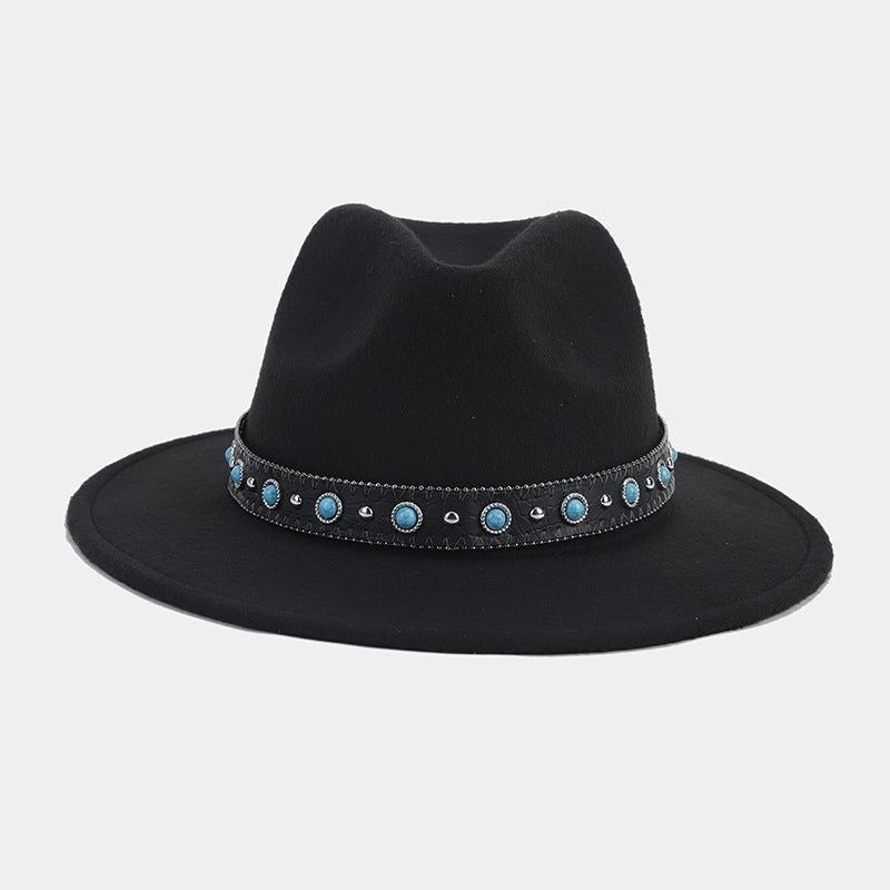 Women's Elegant Basic Solid Color Big Eaves Fedora Hat