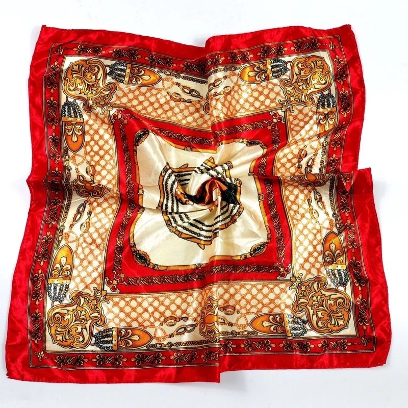 Women's Elegant Streetwear Polka Dots Flower Satin Printing Silk Scarf