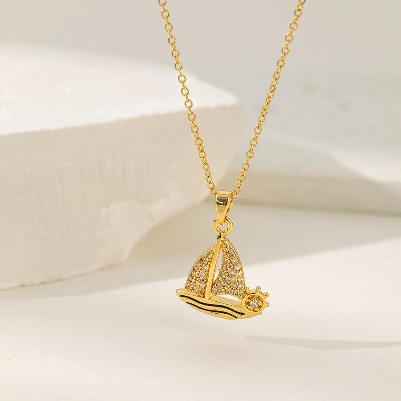 Sweet Starfish Titanium Steel Copper Alloy Zircon Inlay Stainless Steel Necklaces
