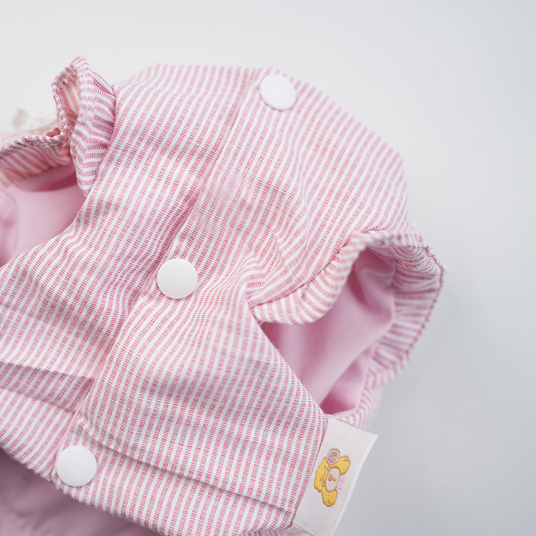 Sweet Lace Collar Striped Bow Dog Cat Dress