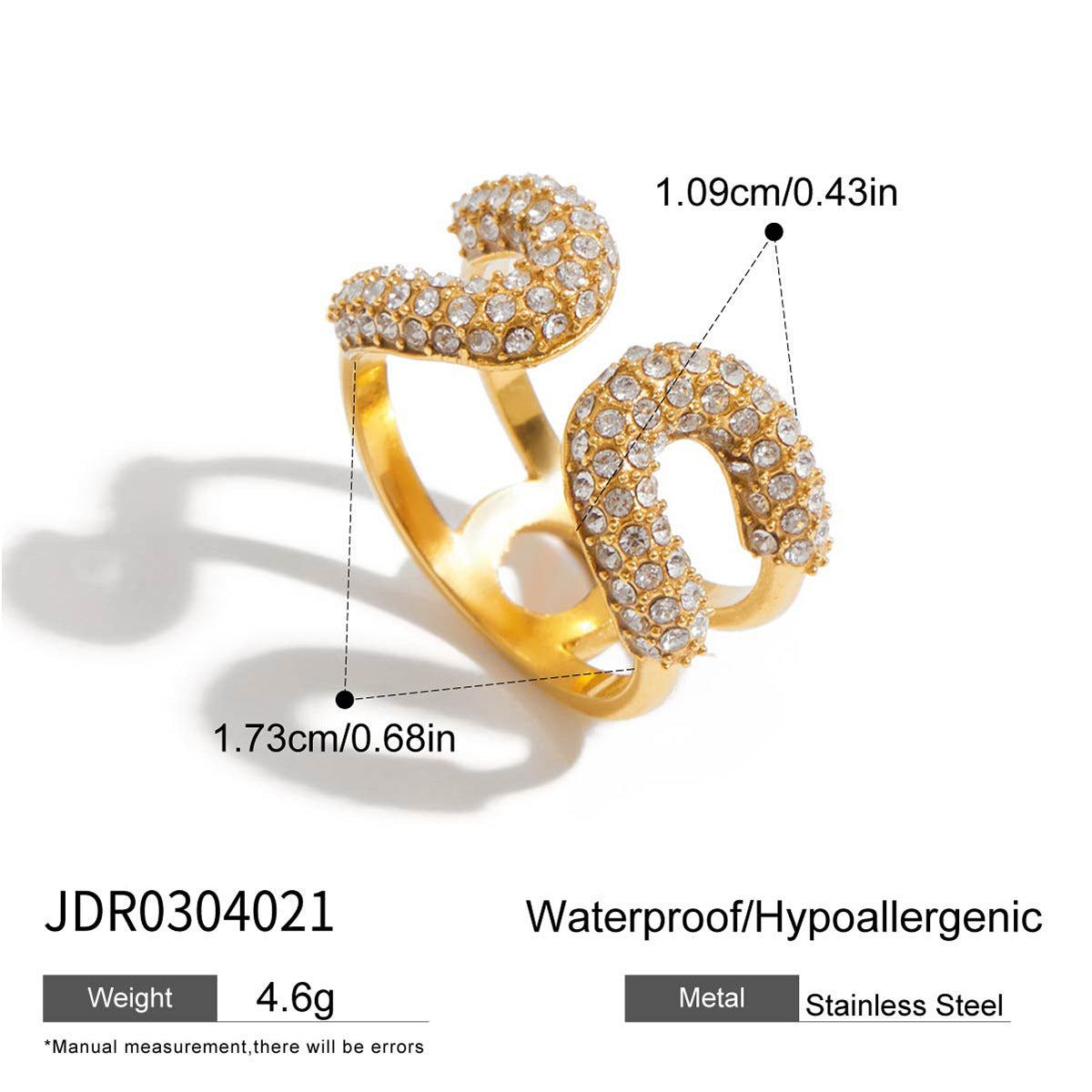 Jie Ding Stainless Steel Rhinestone Ring Titanium Steel Jewelry Hot Sale Female Ring