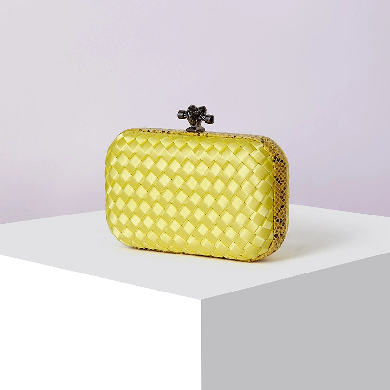 Factory Direct Sales Silk Hand-woven Women's Clutch Crossbody Simple Evening Bag Chain Pouch