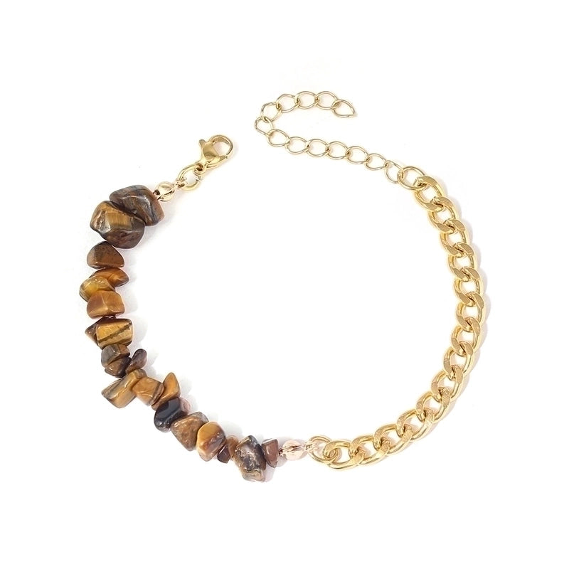 Vacation Color Block 304 Stainless Steel Natural Stone 18K Gold Plated Bracelets In Bulk