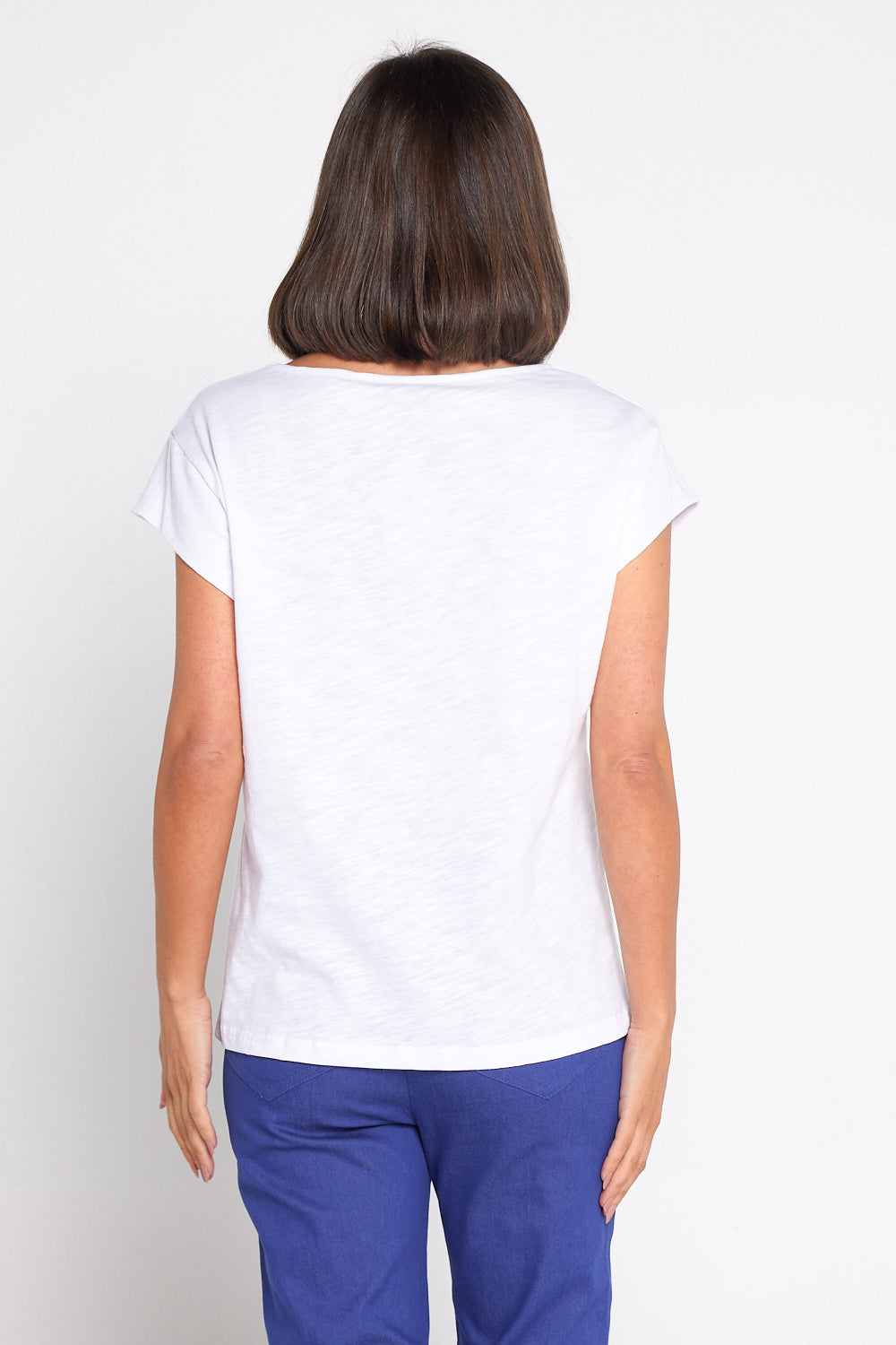 Keylines Slub Boatneck Tee - Sapphire Blooms