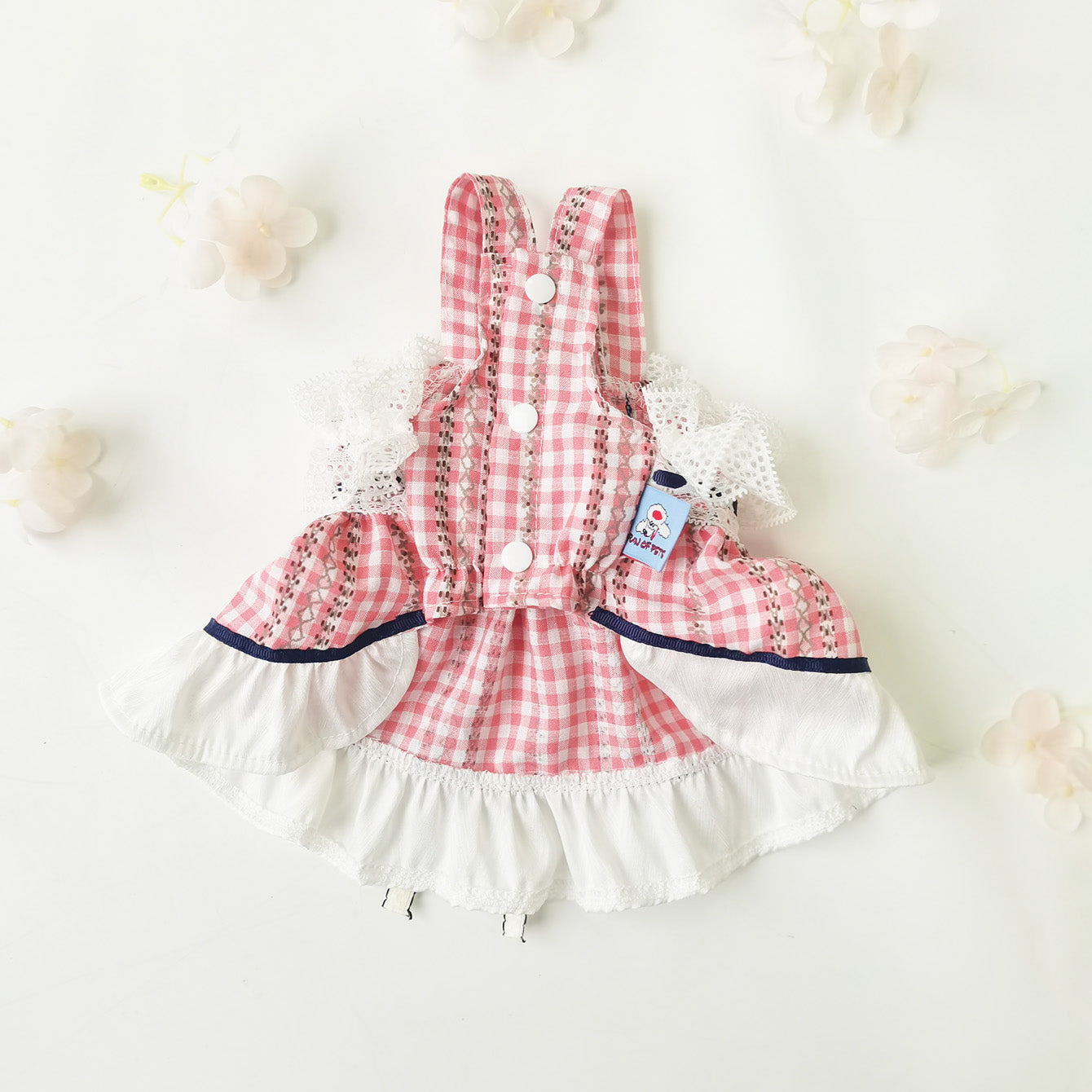 Sweet Plaid Lace Design Dog Cat Dress