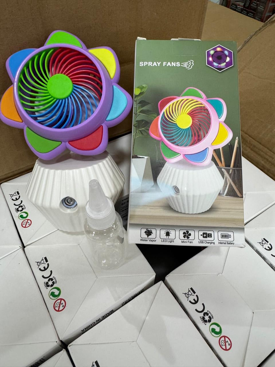 FLOWER RECHARGEABLE FAN WITH LIGHT