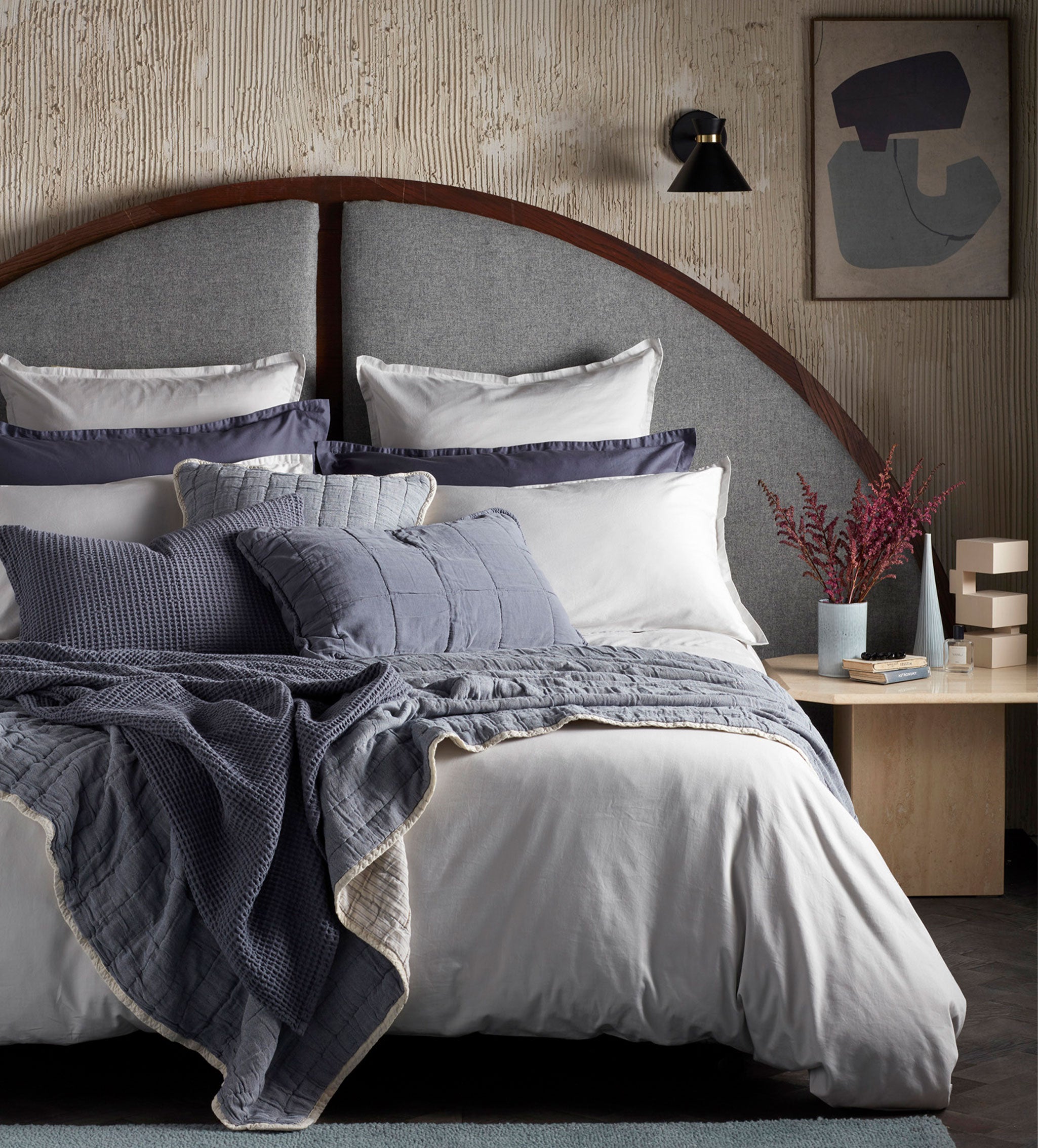 Blue Big Waffle 100% Cotton Throw