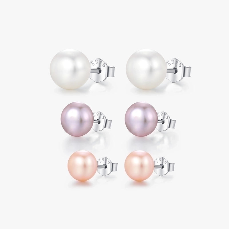 1 Pair IG Style Elegant Sweet Oval Plating 925 Sterling Silver Freshwater Pearl Ear Studs