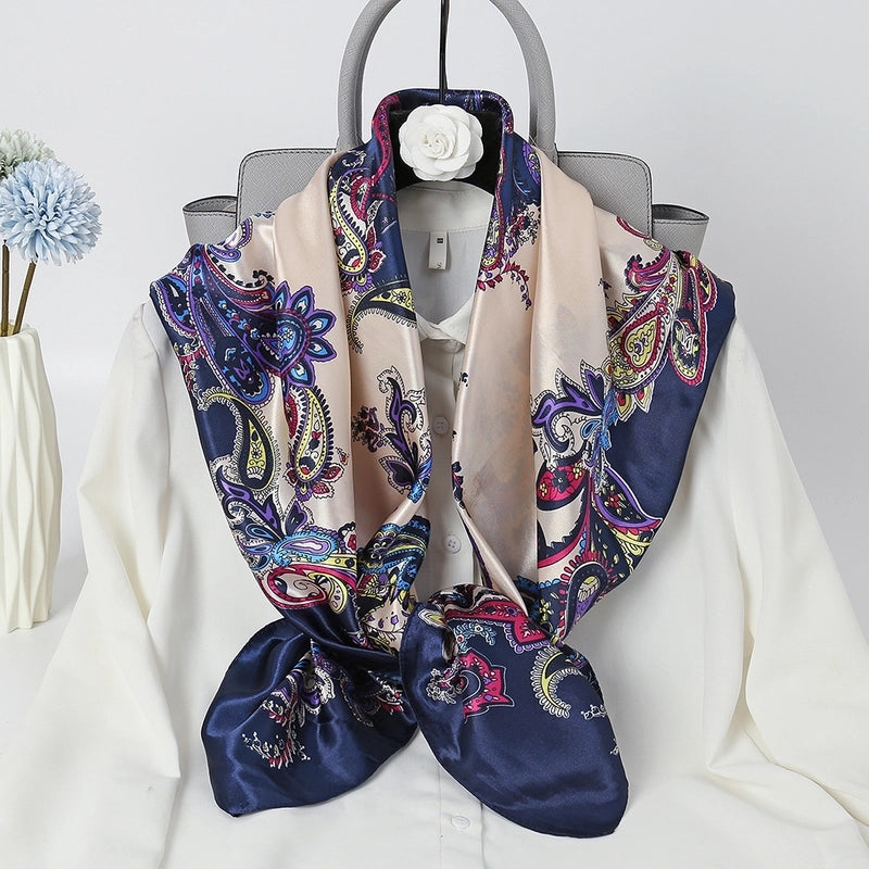 Women's Retro Cashew Nuts Satin Printing Scarf
