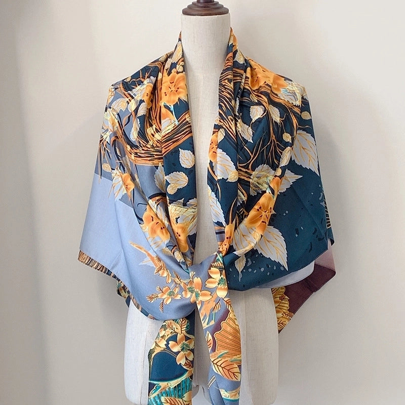 Women's Elegant Minimalist Plant Polyester Silk Scarf