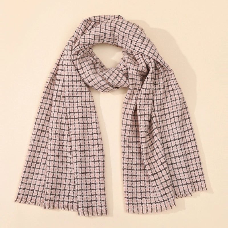 In Autumn And Winter Retro Color Matching Small Plaid Scarf Soft And Comfortable Warm  Shawl Scarf
