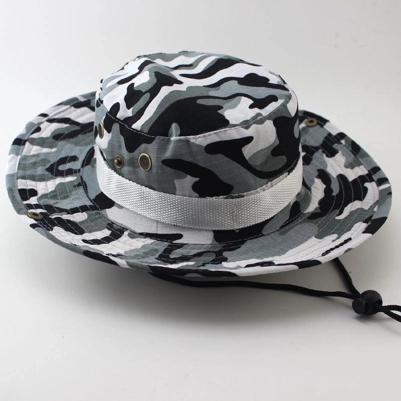 Adults Casual Solid Color Camouflage Flat Eaves Bucket Hat