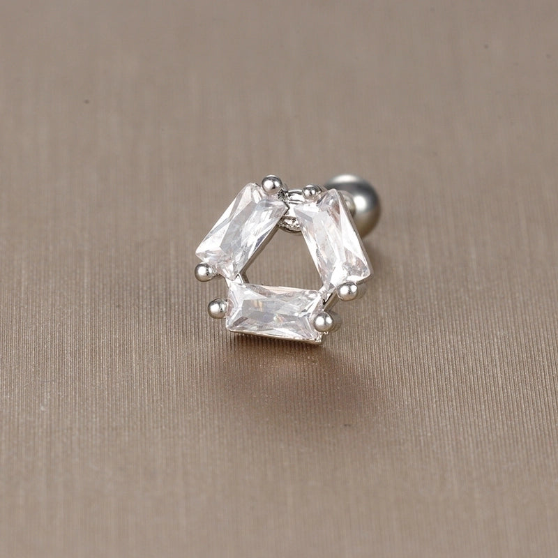 1 Piece Sweet Minimalist Flower Plating Inlay Titanium Steel Zircon Ear Studs