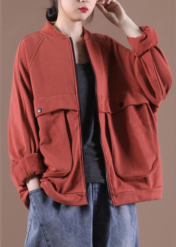 Street Orange Pockets Spring Jacket