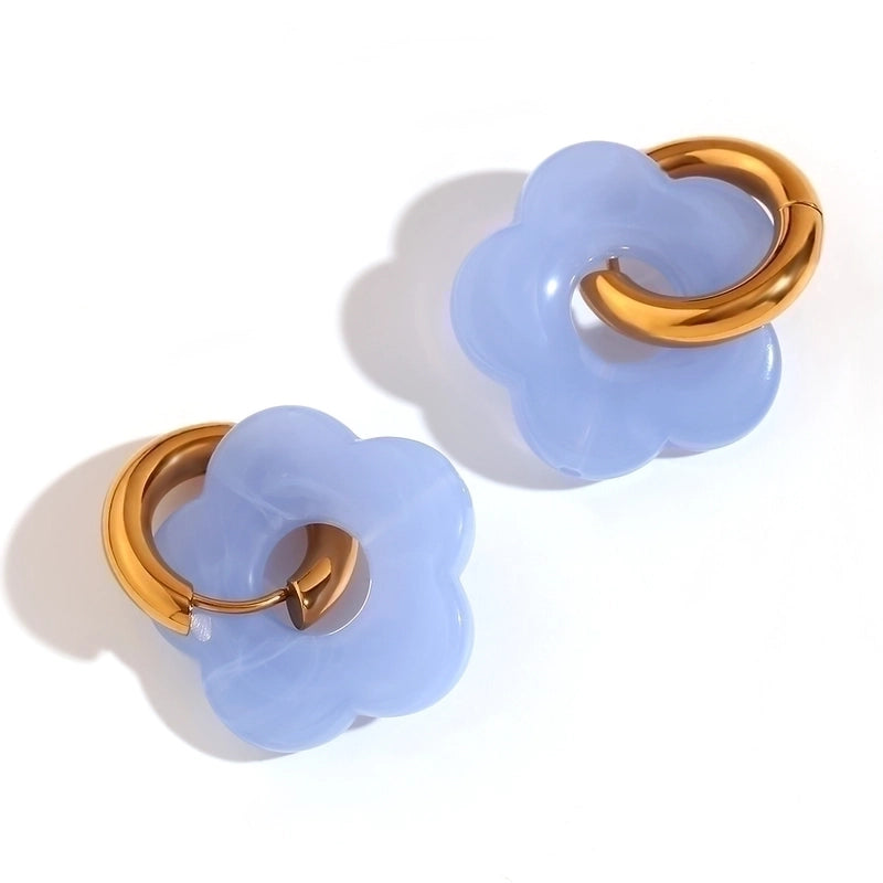 1 Pair Basic Sweet Classic Style Flower Plating 304 Stainless Steel Arylic 18K Gold Plated Drop Earrings