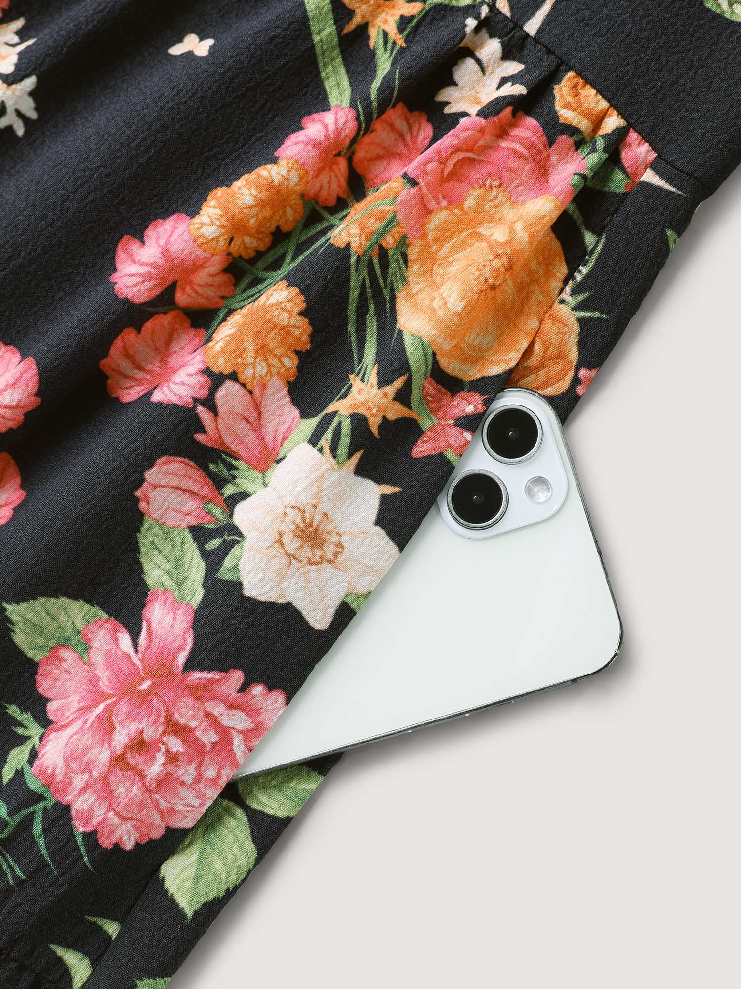 Sweet Floral Print Puff Sleeve Midi Dress