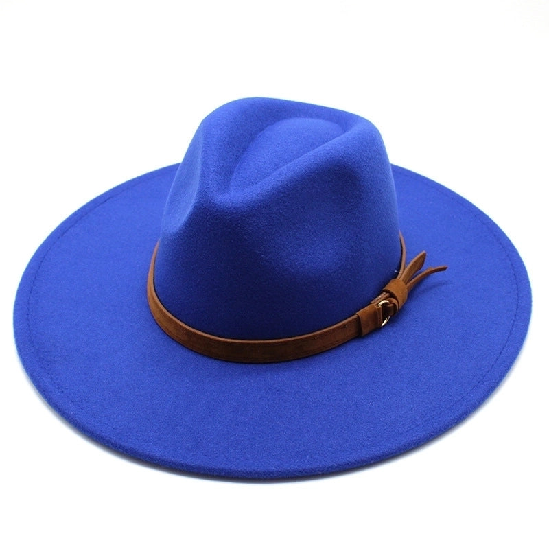 Unisex  Solid Color Flat Eaves Fedora Hat