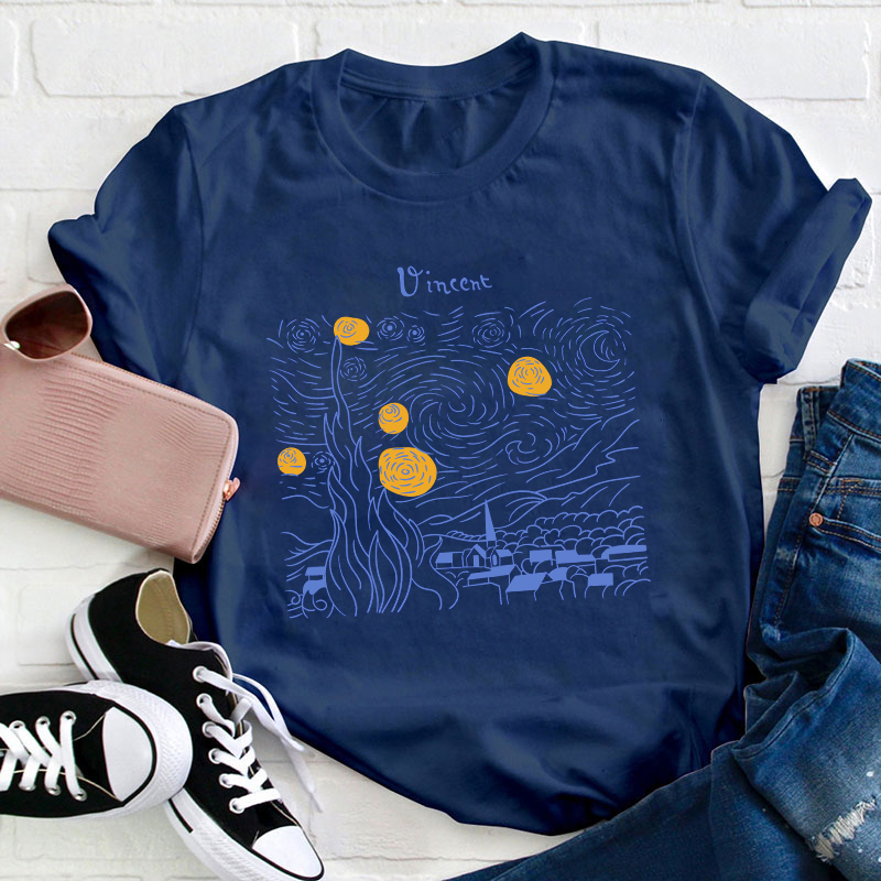 Vincent The Starry Night Teacher T-Shirt